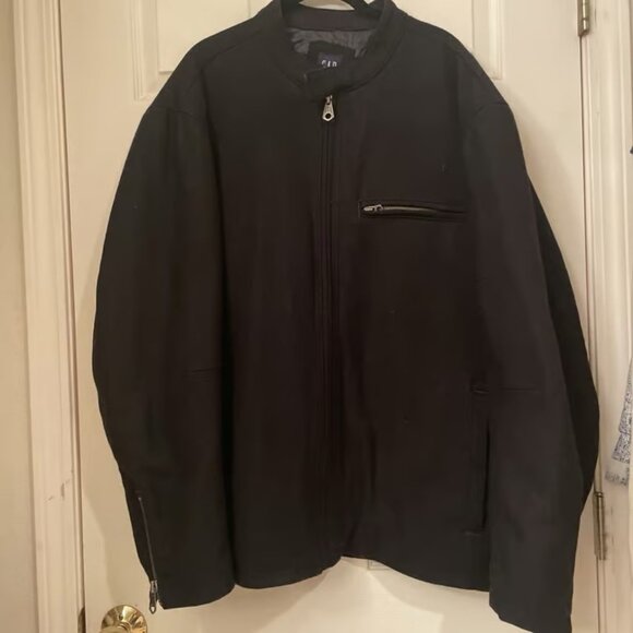 GAP Men's Black Wool Blend Full Zip Coat XL - Picture 1 of 4